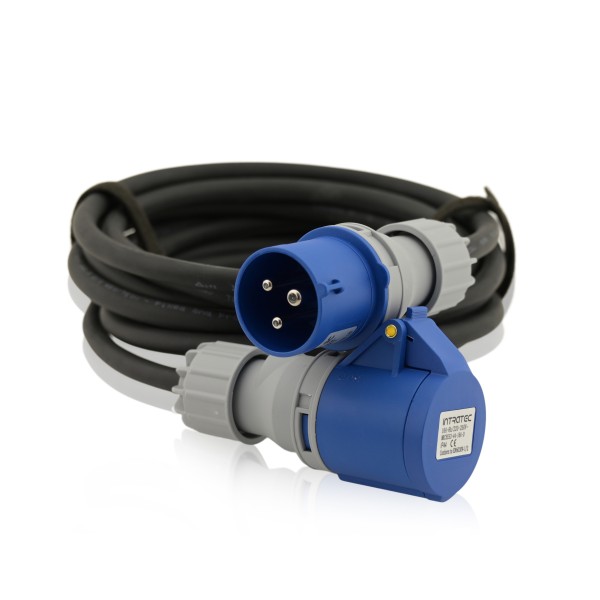 CEE-Verlängerungskabel Kraftstrom-Kabel 3-polig 16A Blau 10 Meter IP44 H07RN-F 3G 2,5mm²