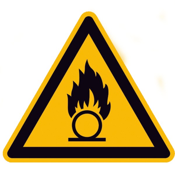 Warnzeichen Warnung vor brandfördernden Stoffen Sicherheitsschild Warnschild 100mm aus selbstklebend