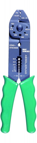 Crimpzange für Flachstecker und Flachsteckhülsen 0,5mm² - 6mm² mit Abisolierzange