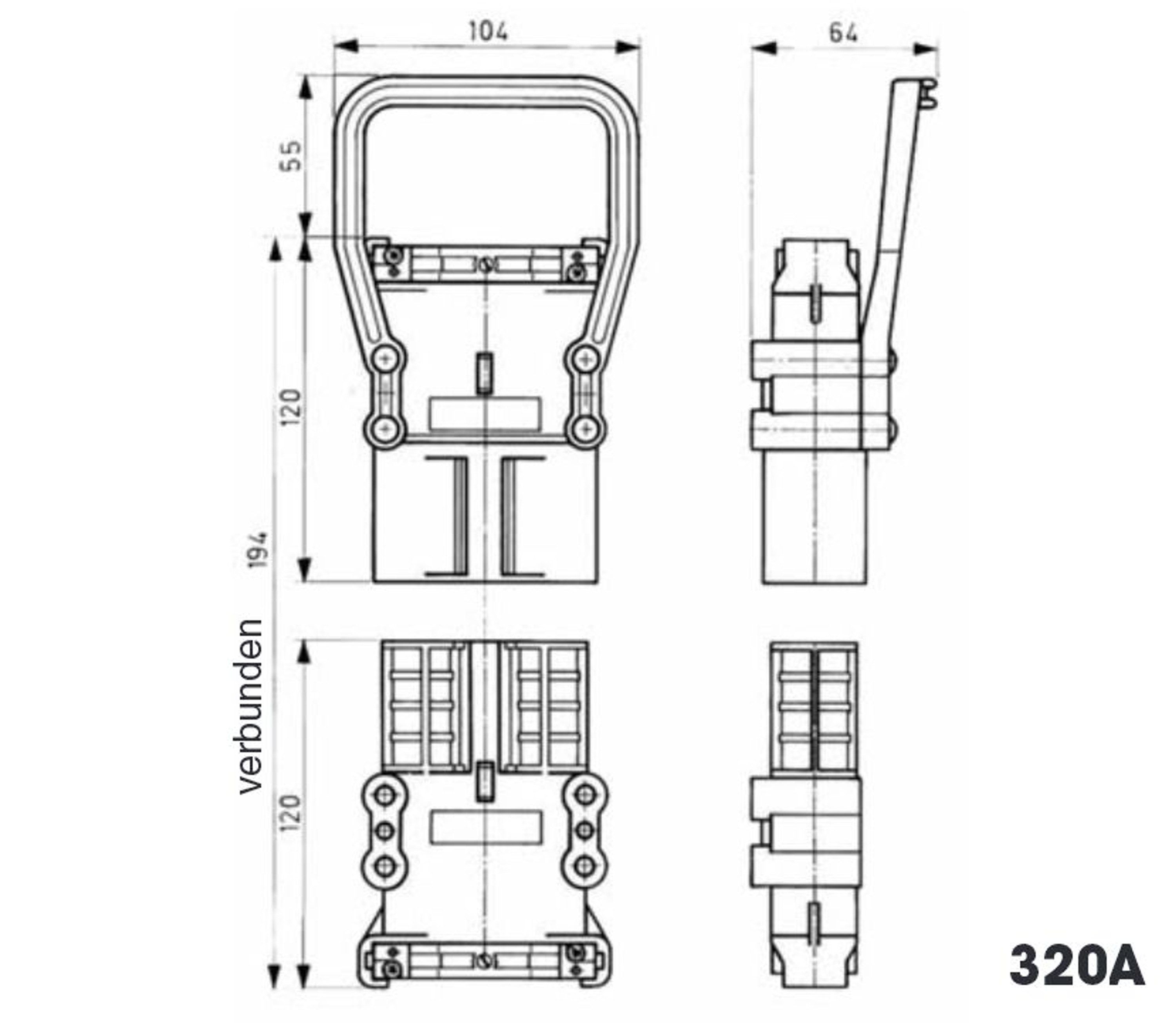 Handgriff für Batterieladestecker Gabelstapler Steckbuchse DC-Steckverbinder 