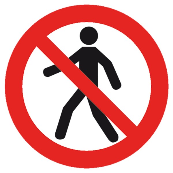 Verbotszeichen Für Fußgänger verboten/Kein Durchgang Verbotsschild 100mm aus selbstklebendem PVC Bet
