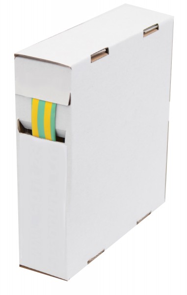 Schrumpfschlauch Isolierschlauch2:1 (D=2,4mm/d=1,2mm) Länge 15m Grün Gelb in praktischer Spender Box