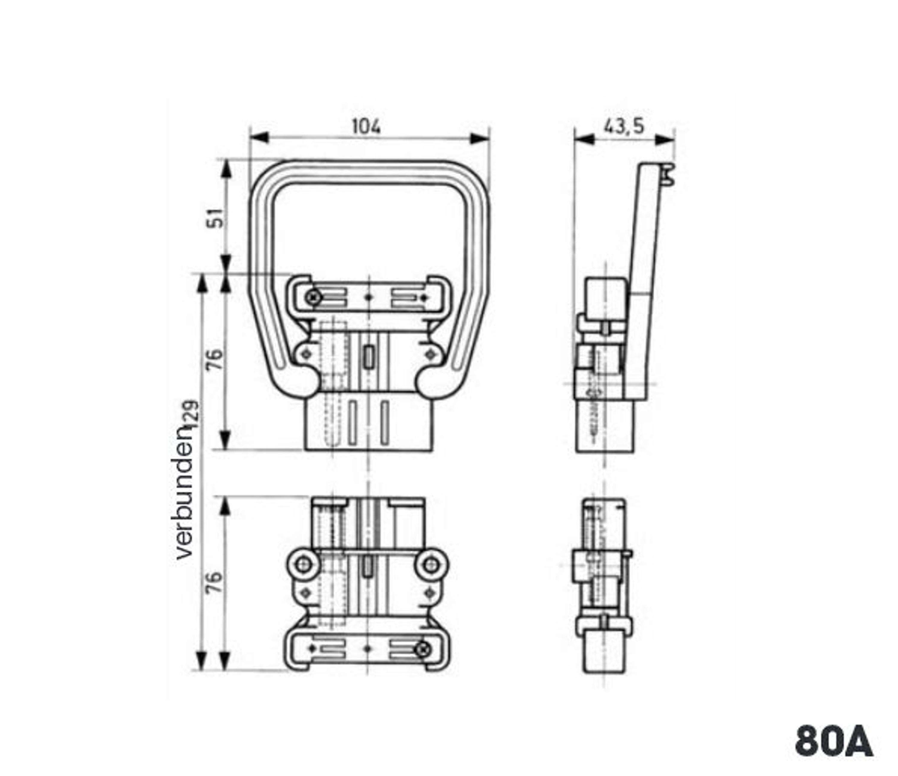 Steckverbinder Steckdose Fem 80 Ampere Stecker din 43589-1 Hubwagen Gabelstapler 