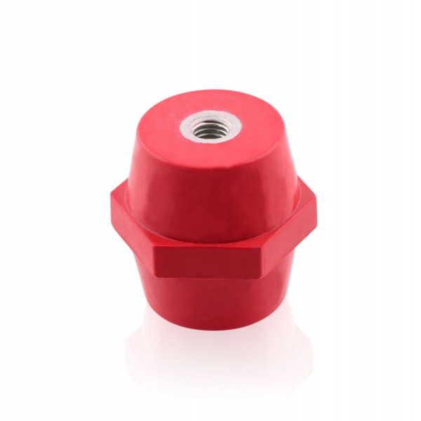Isolator M8 Rot 35x41mm Polyesterharz Stützisolator Selbstverlöschend Stromschienenhalter
