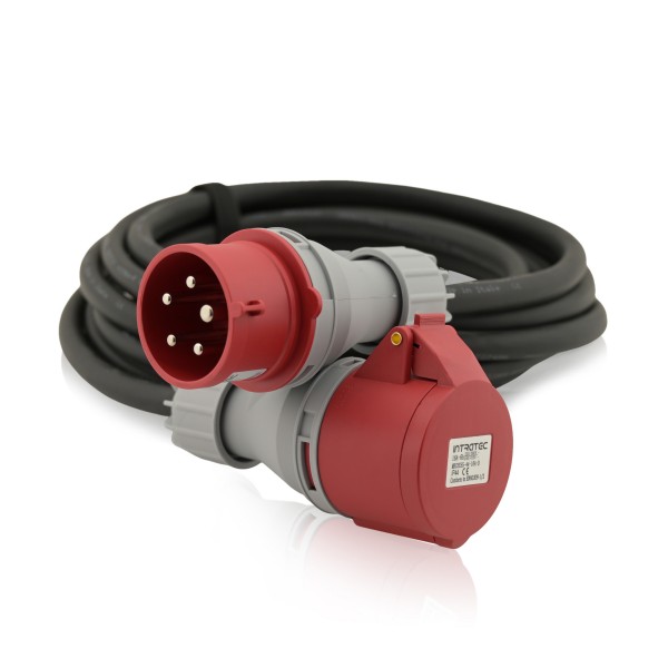 CEE-Verlängerungskabel Kraftstrom-Kabel 5-polig Rot 16A 10Meter IP44 H07RN-F 5G 2,5mm²