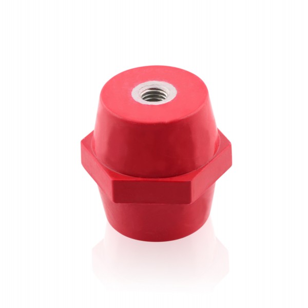 Isolator M10 Rot 35x41mm Polyesterharz Stützisolator Selbstverlöschend Stromschienenhalter