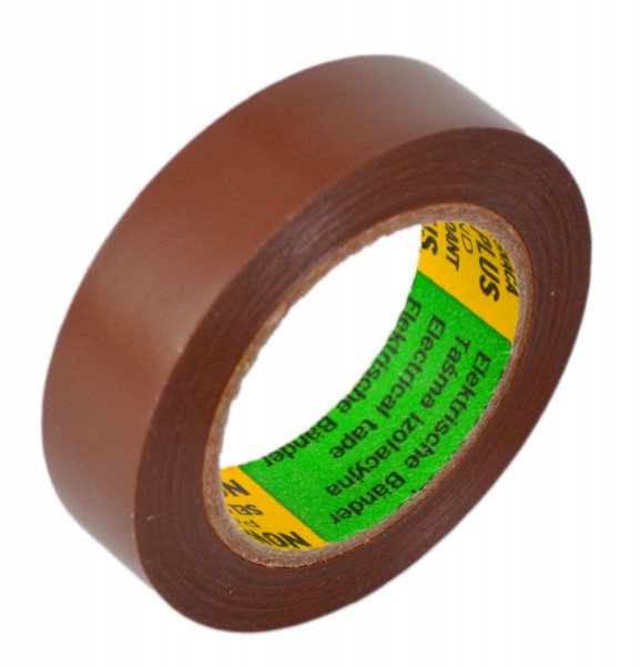 Isolierband 1 Rolle Isoband Elektriker Klebeband 10m x 15 mm braun