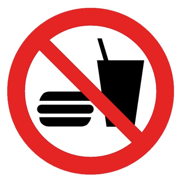 Essen und Trinken verboten Schild P022 Verbotsschild nachtleuchtend 200mm